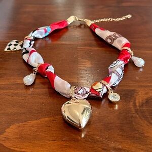 Elegant Gold and Red Heart Pendant Necklace